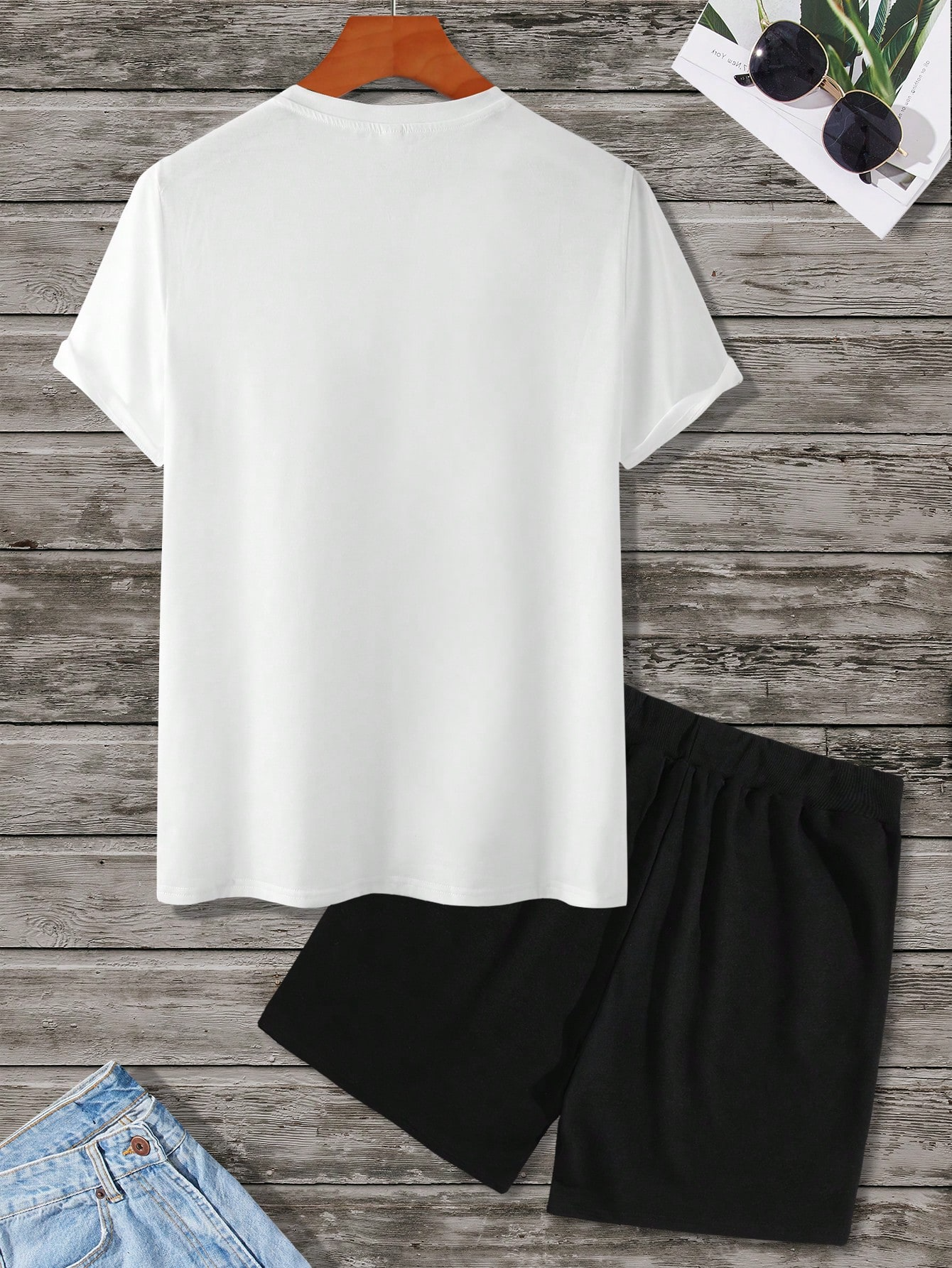 Men's Color Matching Casual Shorts Set 415