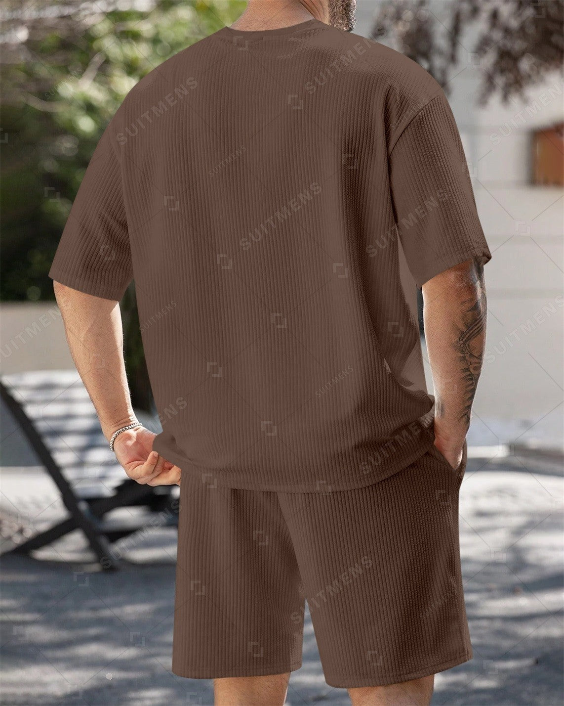Men's Simple Color Matching Summer Round Neck Set 184