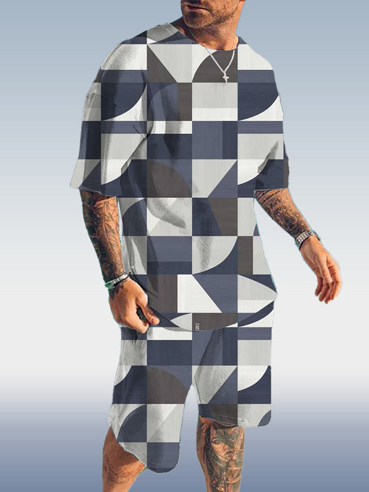 Suitmens Men's Geometric Print Shorts Set  351
