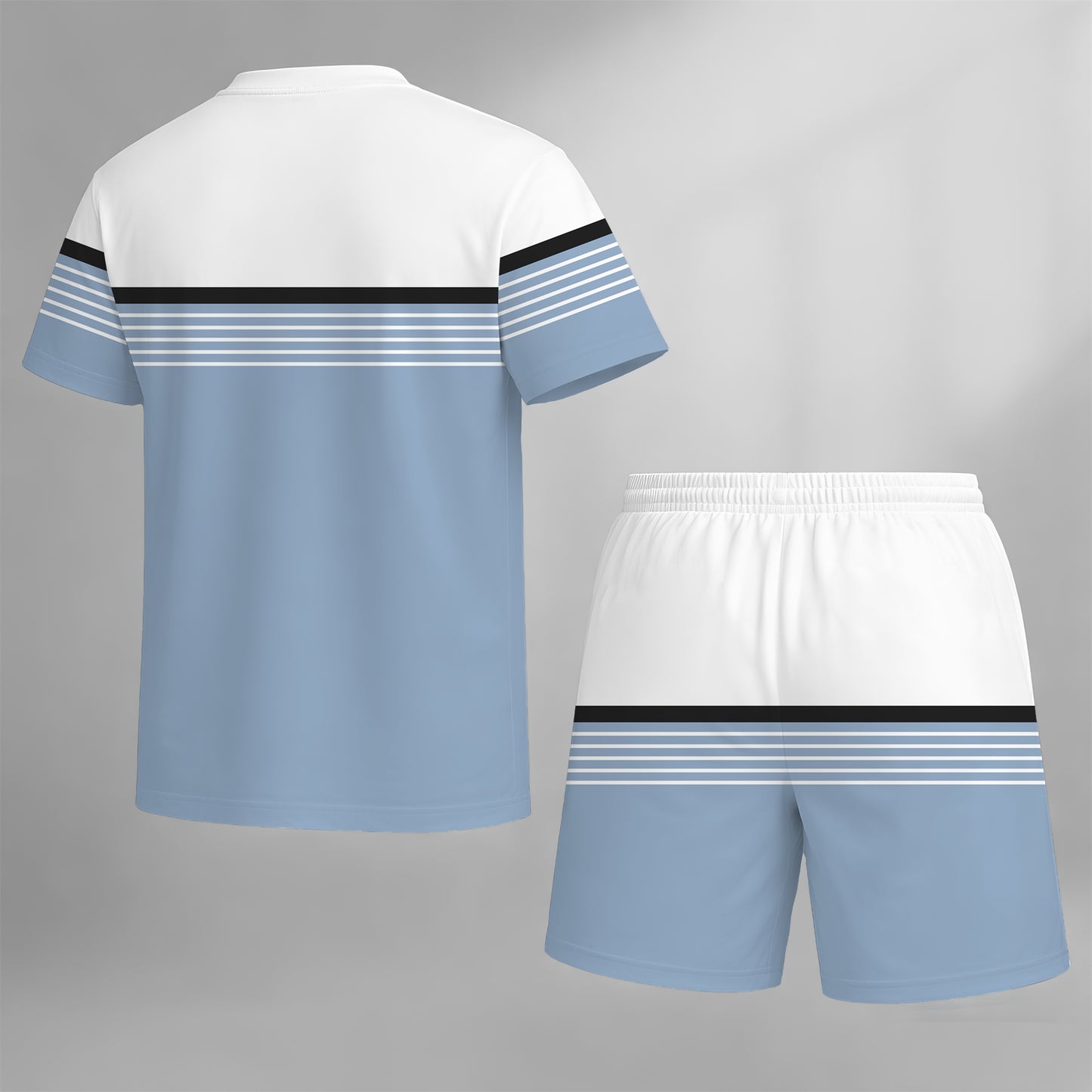 Men’s Summer 2 Pack T Shirt and Shorts Sets, Paris Stripe Graphic Short Sleeve Tops with Drawstring Shorts, Soft Breathable Matching Outfits for Beach, Outdoor Activities, Vacation, Streetwear, and Everyday Style