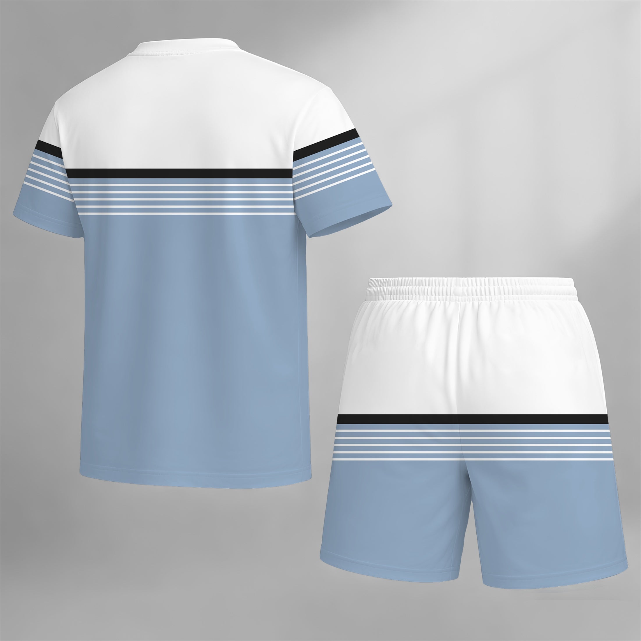 Men’s Summer 2 Pack T Shirt and Shorts Sets, Paris Stripe Graphic Short Sleeve Tops with Drawstring Shorts, Soft Breathable Matching Outfits for Beach, Outdoor Activities, Vacation, Streetwear, and Everyday Style