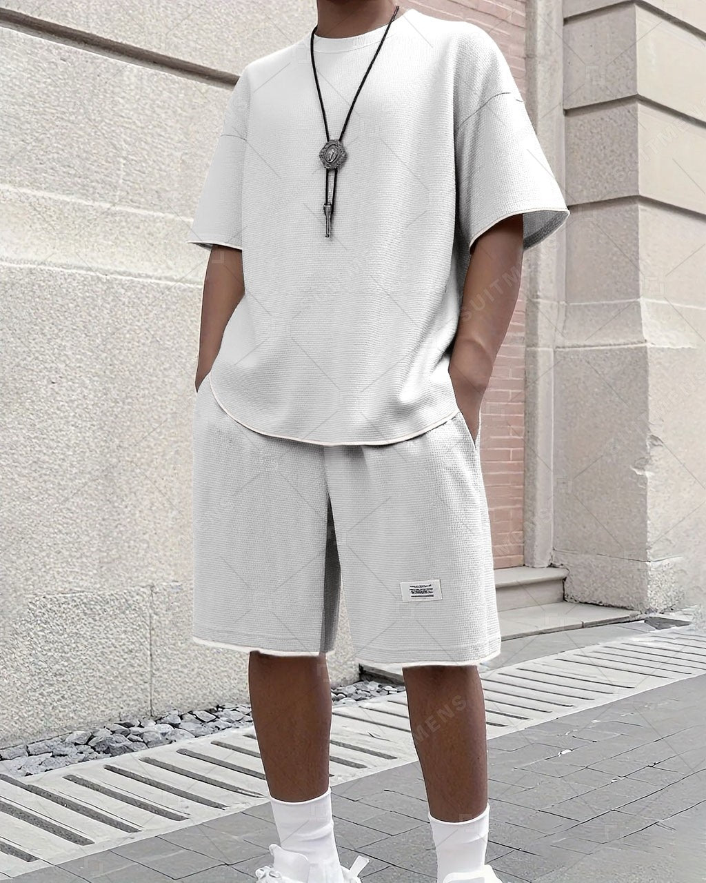 Men's Casual Waffle Shorts Set 6 Colors
