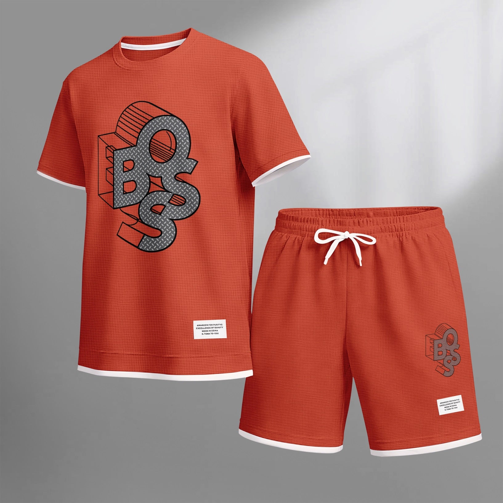 Men's Luxury Waffle-Knit Short-Sleeve Shirt & Shorts Set 12
