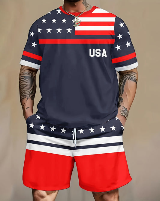 Men's Summer Vacation Round Neck Set 206