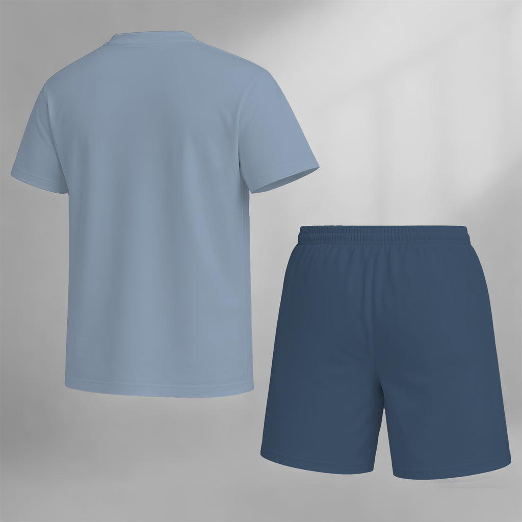 Men’s Casual Short Sleeve T Shirt and Shorts Set, Contrast Stripe Summer 2 Piece Outfit, Soft Breathable Matching Set with Drawstring Shorts for Beach, Outdoor Activities, Travel, Workout, and Everyday Style