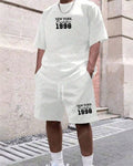 Men's Summer Letter Print Round Neck Set 271