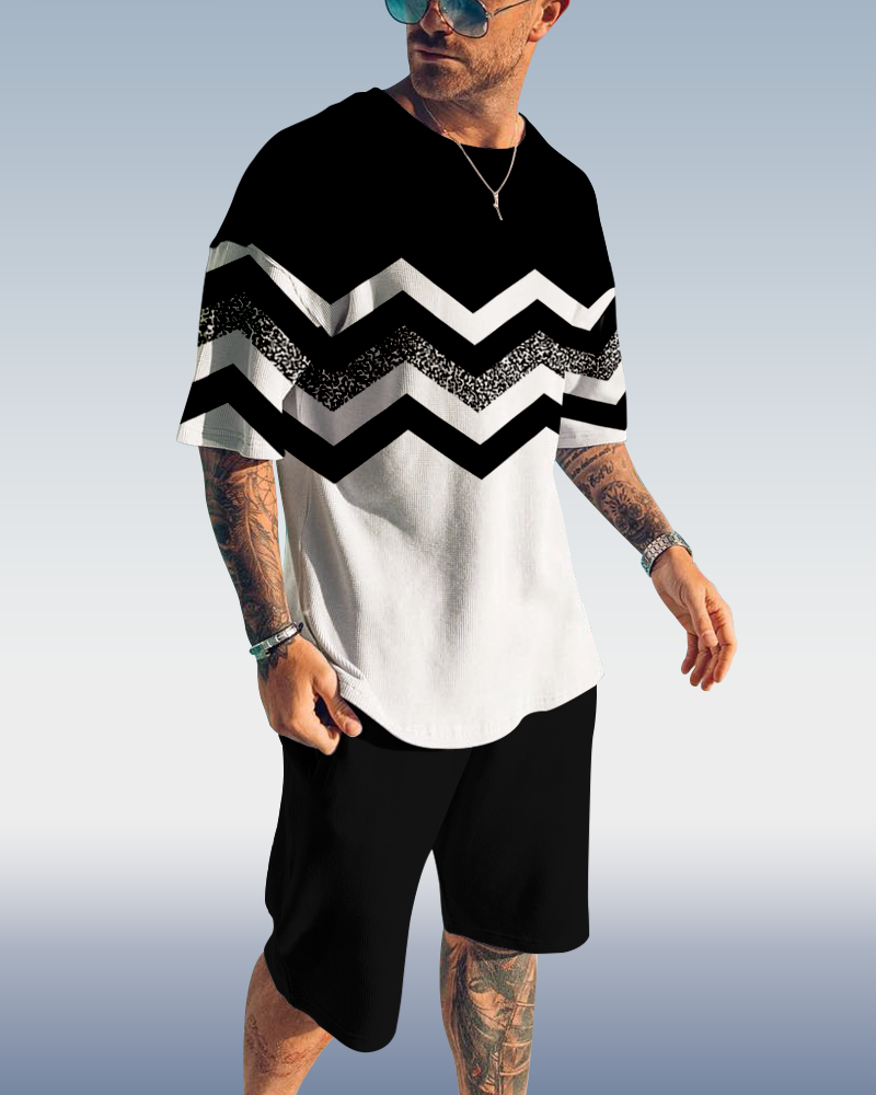 Men's plaid printed shorts Set 420