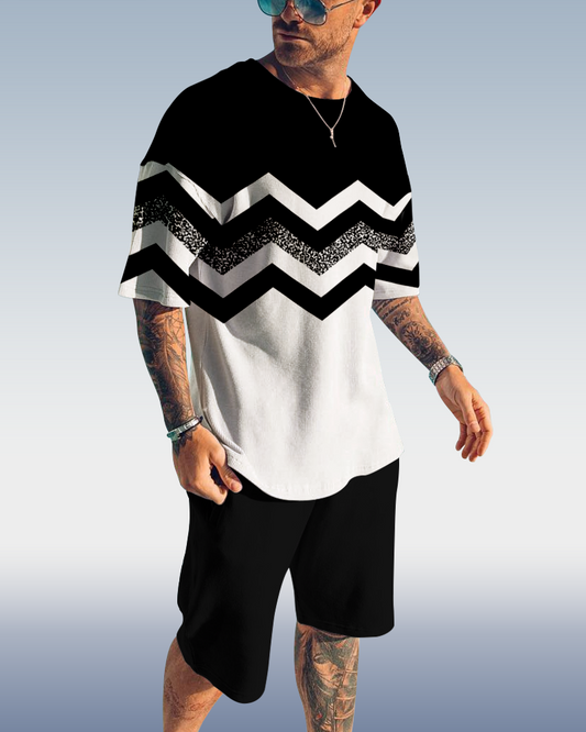 Men's plaid printed shorts Set 420