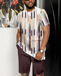 Suitmens Men's Colorblock Print Shorts Set 24