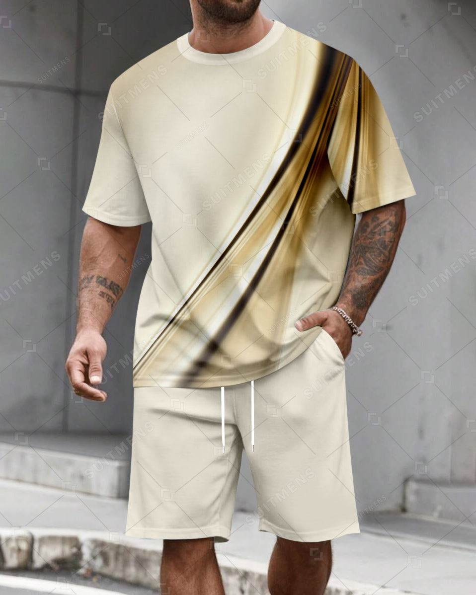 Men's Summer Gradient Round Neck Set 600