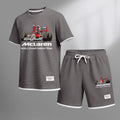 Men's Super Racing Print Waffle Fabric Short-Sleeved Shirt And Shorts Set