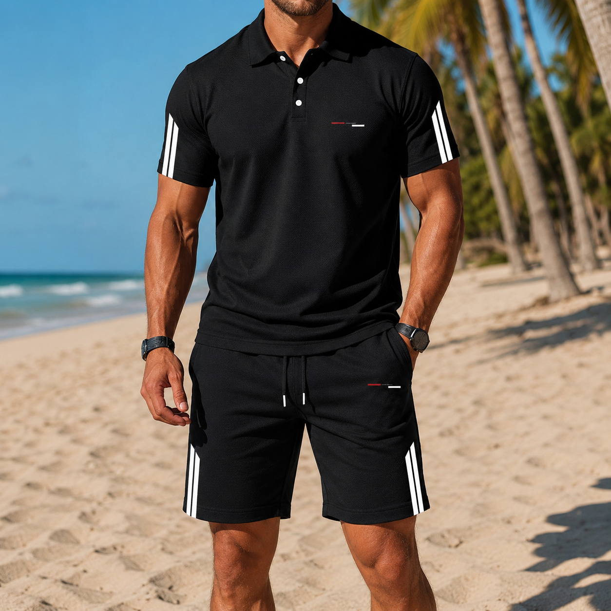 ⏰ Letzter Tag: 50% Rabatt! 🔥-Sportliches Herren Sommer-Set mit Polohemd & Shorts
