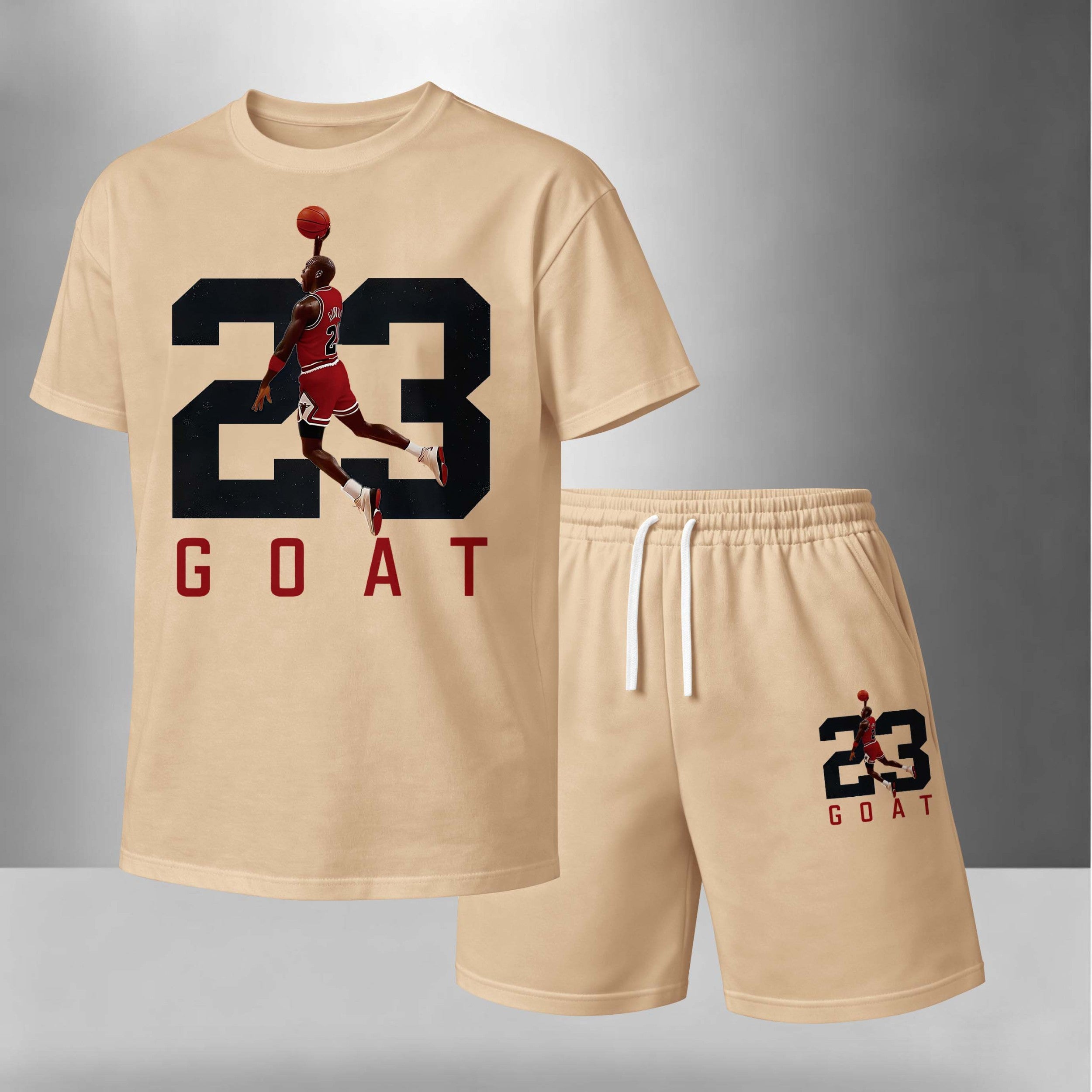 Men’s Summer 2 Piece Set, Basketball 23 Letter Print Short Sleeve T Shirt and Drawstring Shorts Matching Outfit, Lightweight Breathable Casual Set for Travel, Streetwear, Beach, Vacation, and Daily Wear