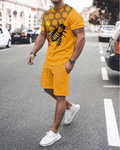 Suitmens Men's Yellow Bee Print Shorts Suit