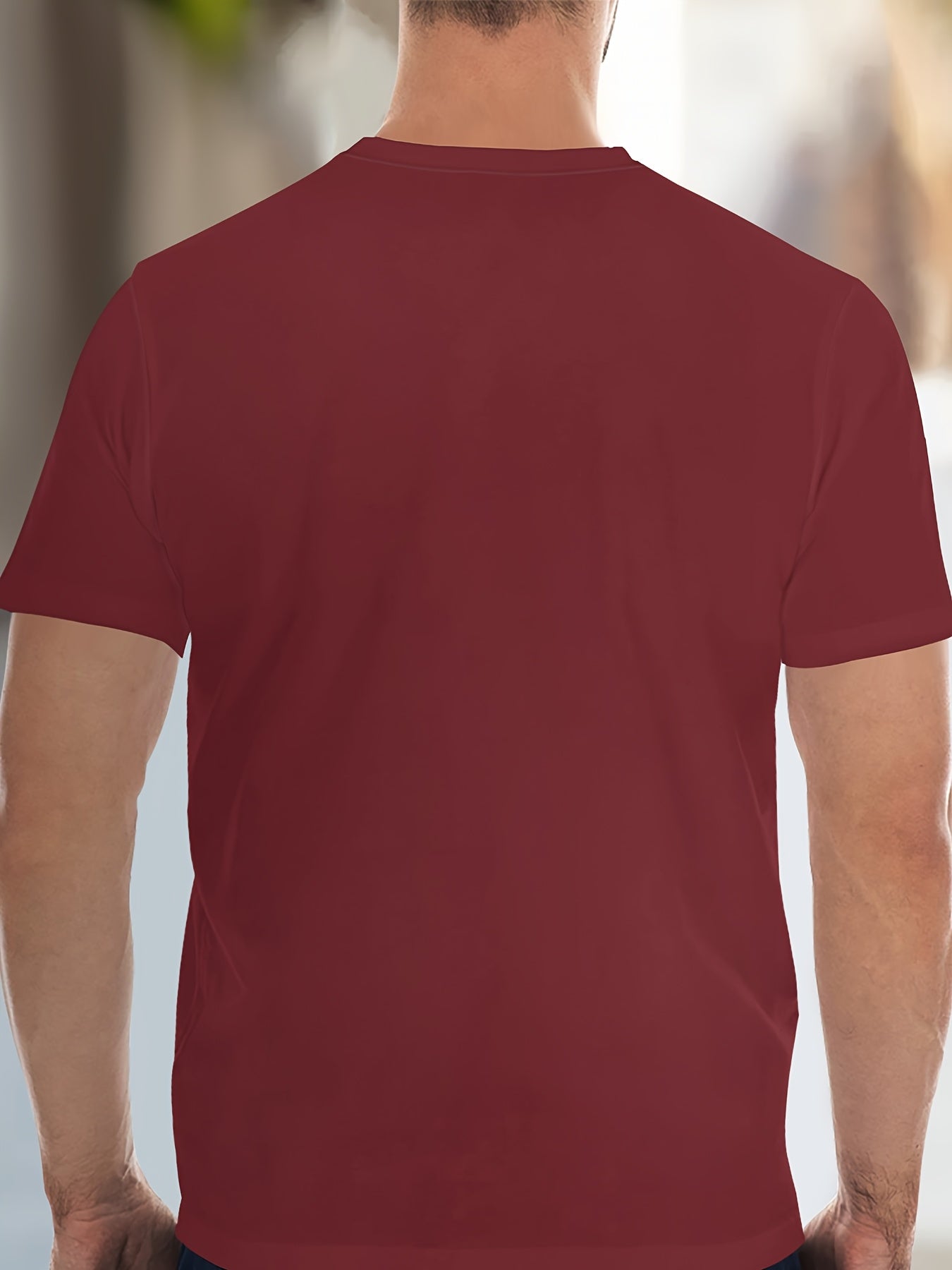 Men's Burgundy Simple Summer Round Neck Set 143