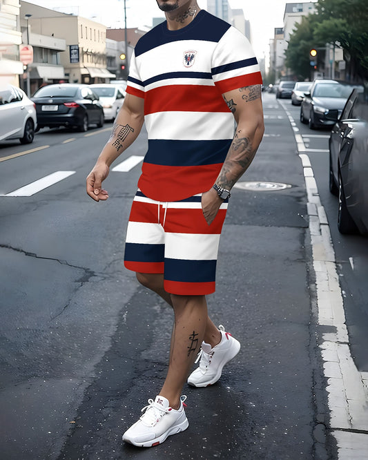 Men's Gradient Summer Round Neck Set 135