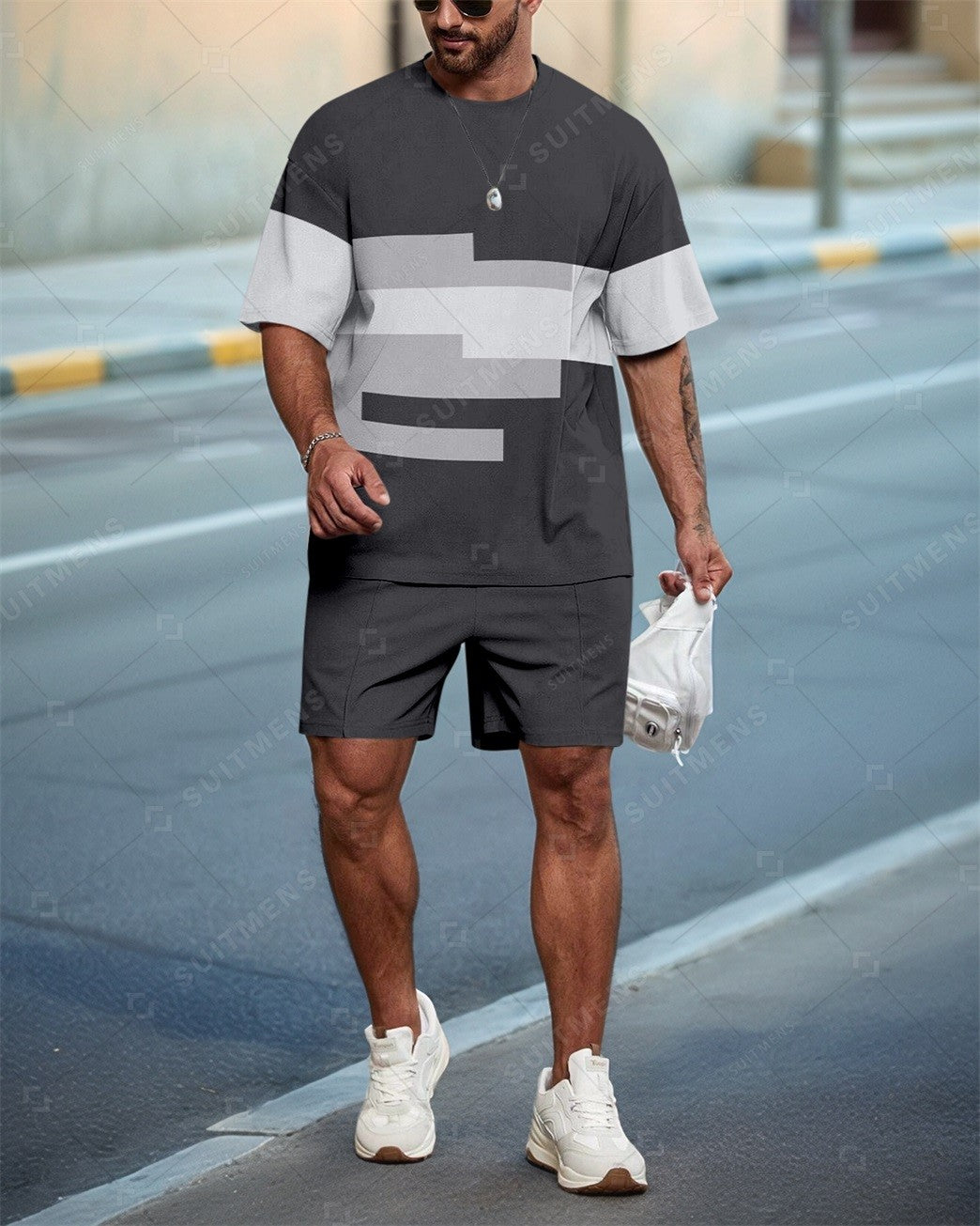 Men's Colorblock Casual Summer Round Neck Set 0123