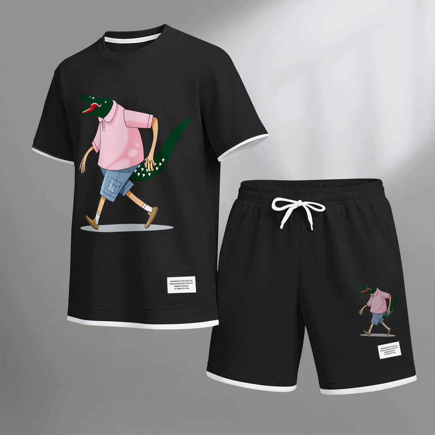 Men's Luxury Waffle-Knit Short-Sleeve Shirt & Shorts Set 16