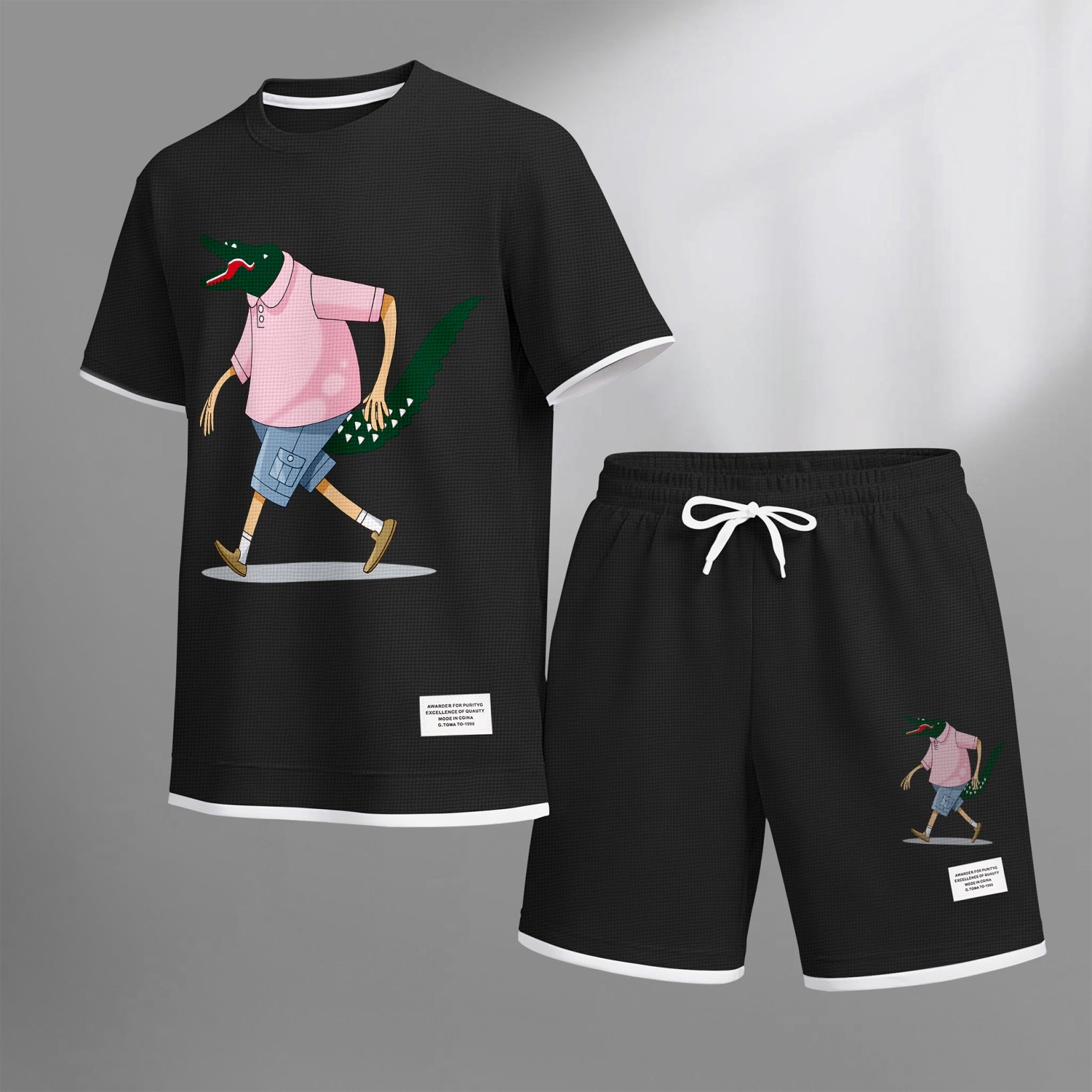 Men's Luxury Waffle-Knit Short-Sleeve Shirt & Shorts Set 16