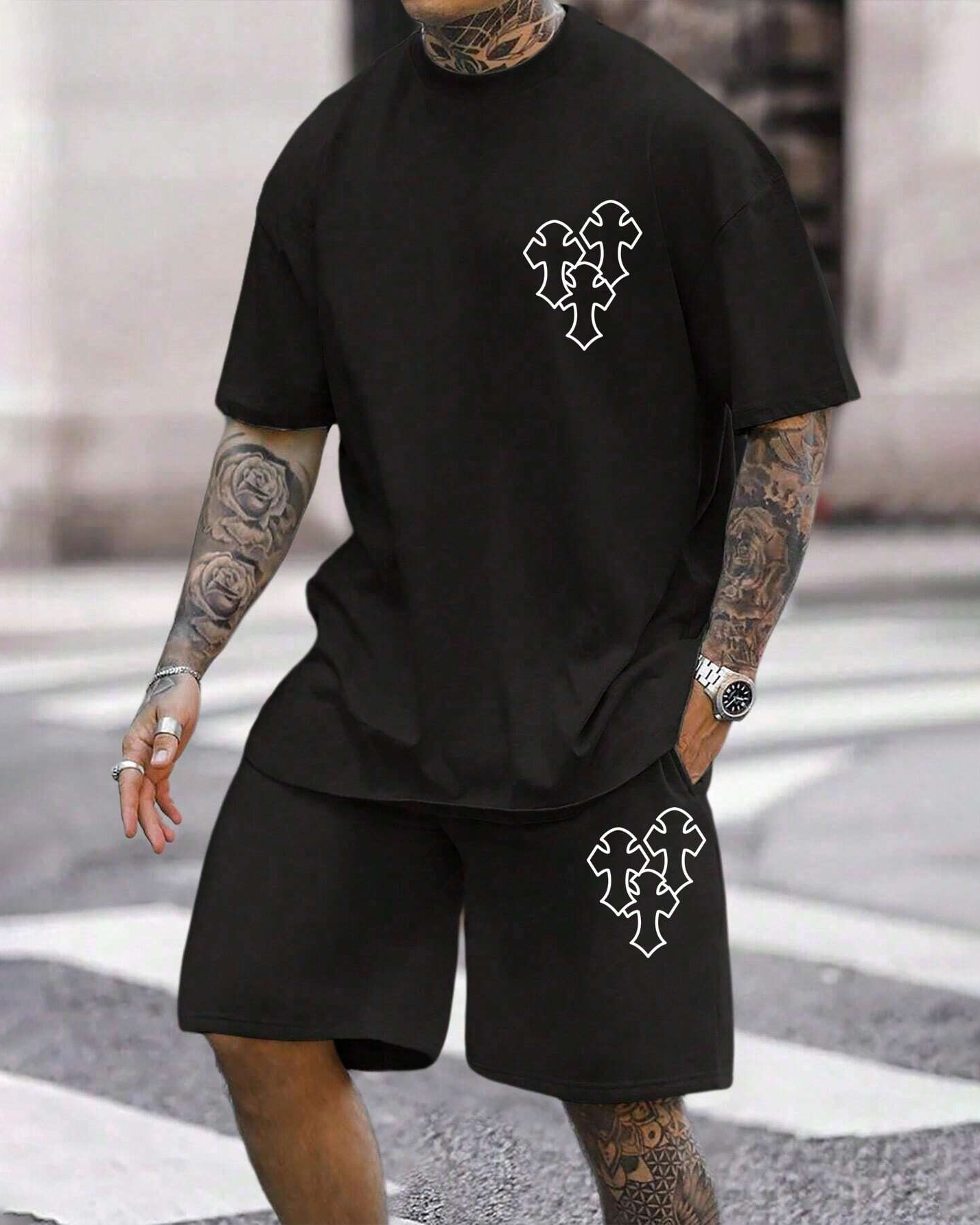 Men's Classic Casual Printed Shorts Set 504