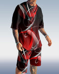 Suitmens Men's Colorblock Gradient Print Shorts Set 371