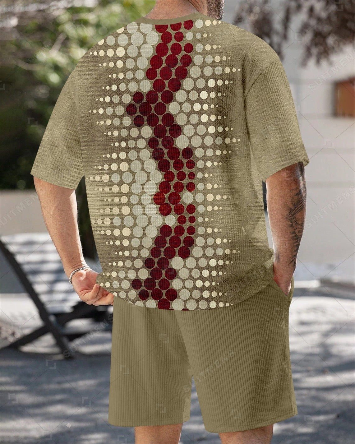 Men's Simple Color Matching Summer Round Neck Set 200