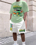 Men's Summer Car Print Round Neck Set 260