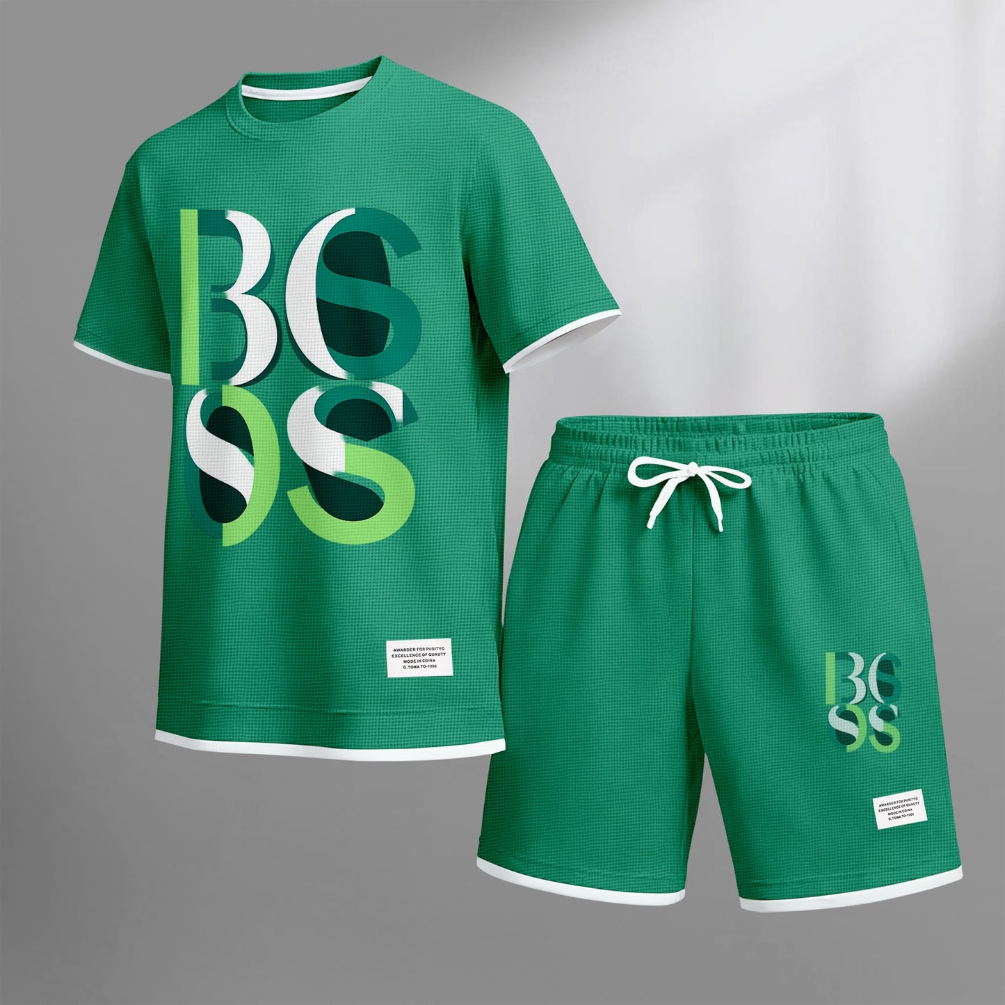 Men's Luxury Waffle-Knit Short-Sleeve Shirt & Shorts Set 10