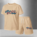Men’s Summer 2 Piece Set, Short Sleeve T Shirt and Drawstring Shorts Matching Outfit, Lightweight Breathable Casual Set for Beach, Vacation, Gym, Travel, Running, and Daily Wear