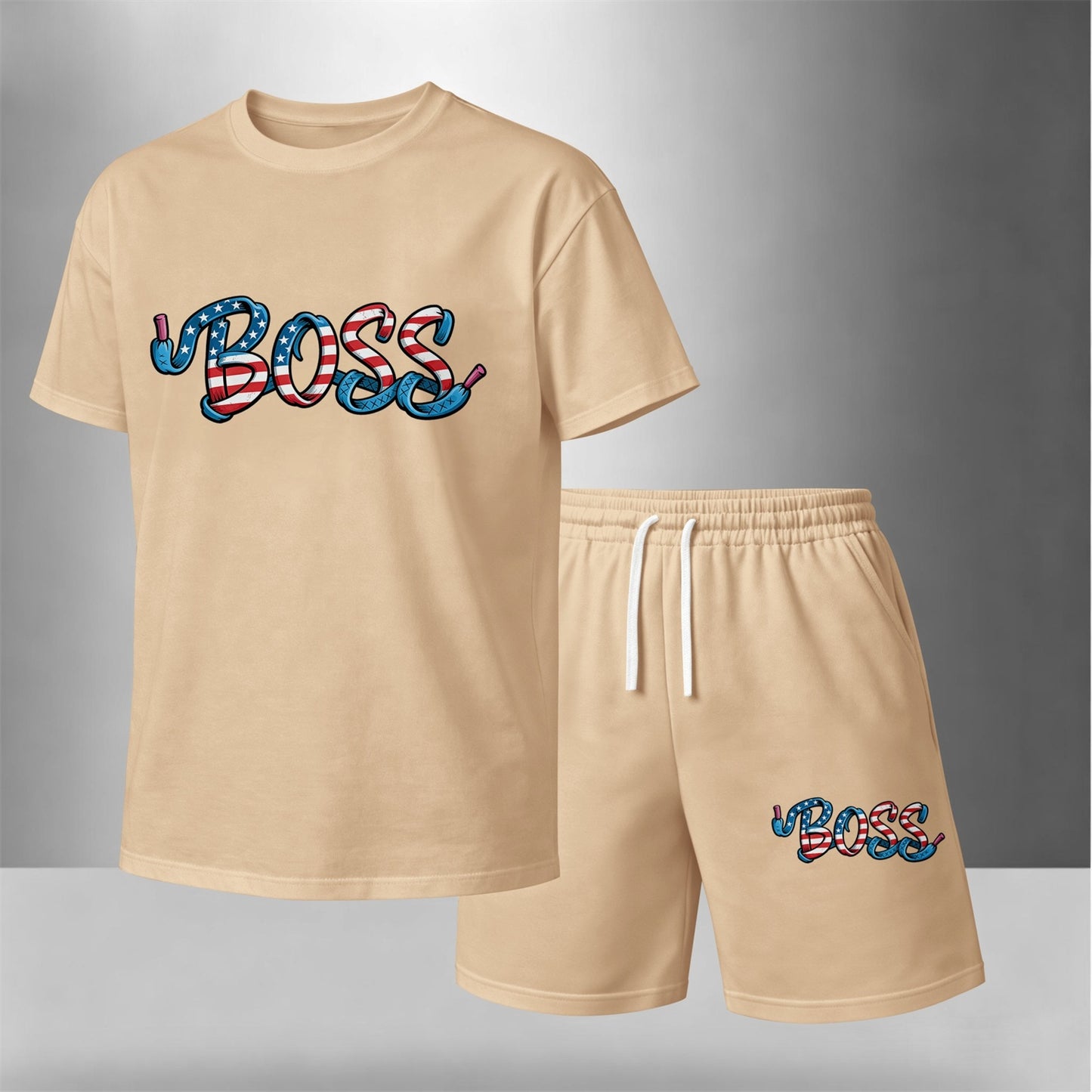 Men’s Summer 2 Piece Set, Short Sleeve T Shirt and Drawstring Shorts Matching Outfit, Lightweight Breathable Casual Set for Beach, Vacation, Gym, Travel, Running, and Daily Wear