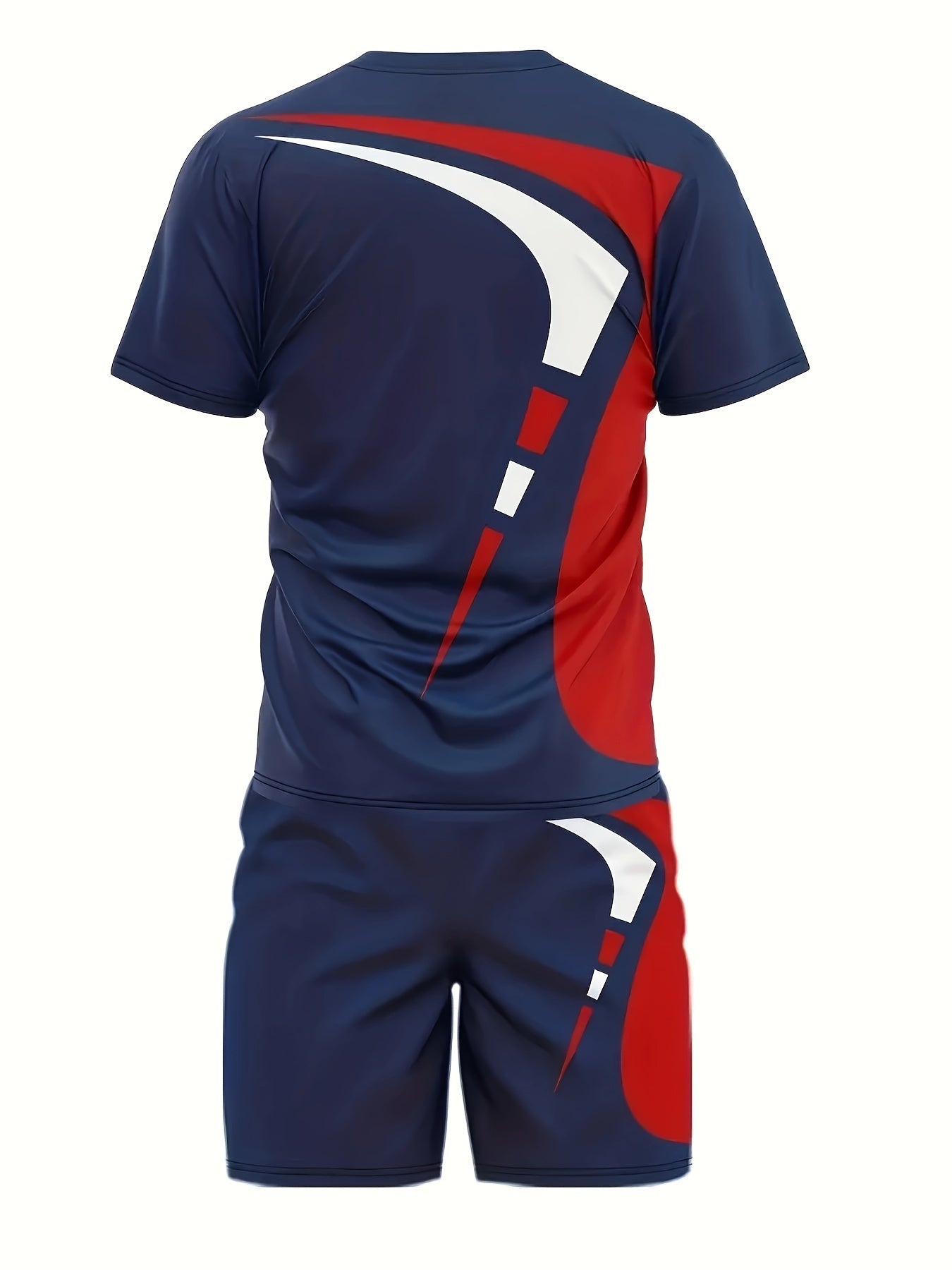 Men's Summer Gradient Print Round Neck Set 934