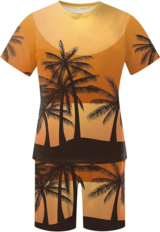 Men's Hawaiian Print Shorts Set 450