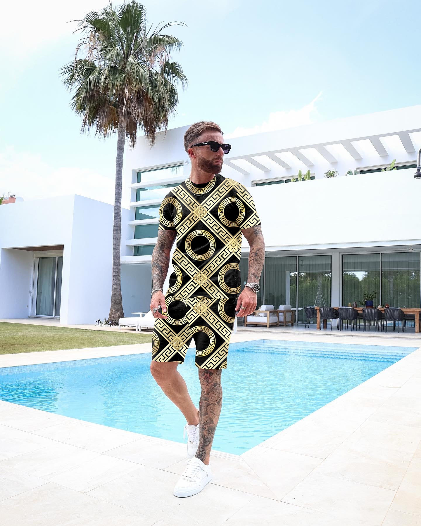 Men's Fashion Print Shorts Set 39