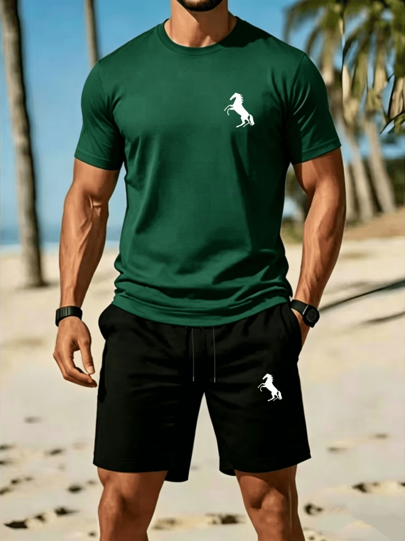 Herren Freizeit-Set mit T-Shirt und Shorts für Sommer