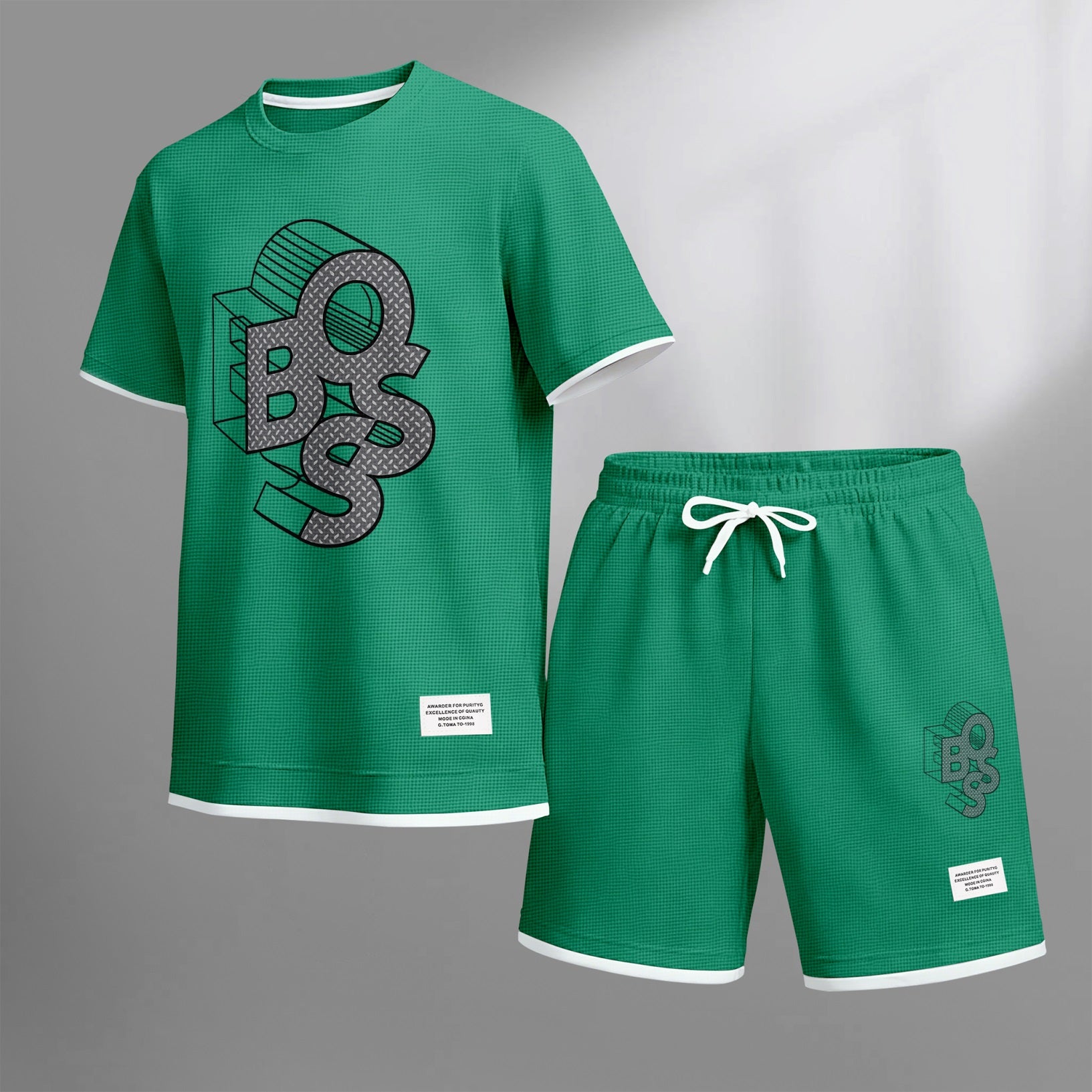 Men's Luxury Waffle-Knit Short-Sleeve Shirt & Shorts Set 12