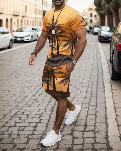 Men's Hawaiian Print Shorts Set 450