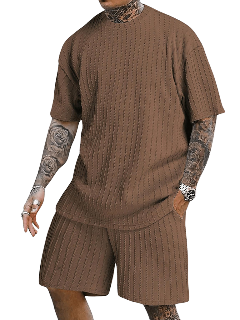 Men's casual gorgeous textured printed shorts set 559