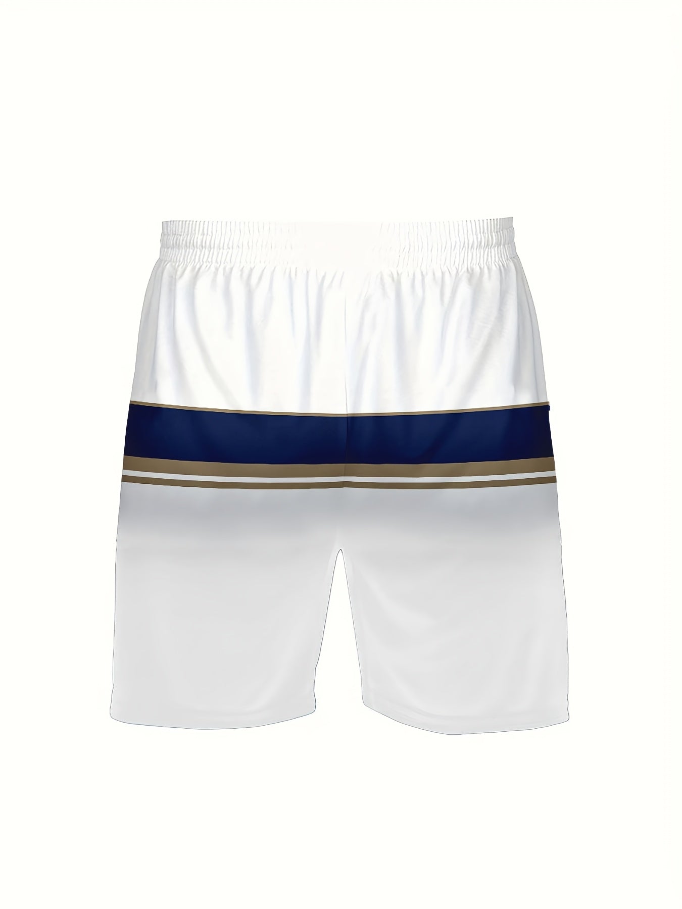 Men's White Stripes Summer Round Neck Set 113