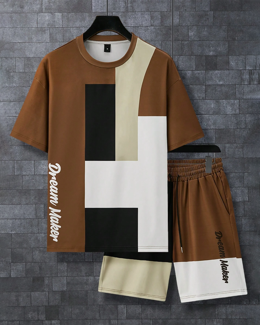 Men's Color Matching Casual Shorts Set 411