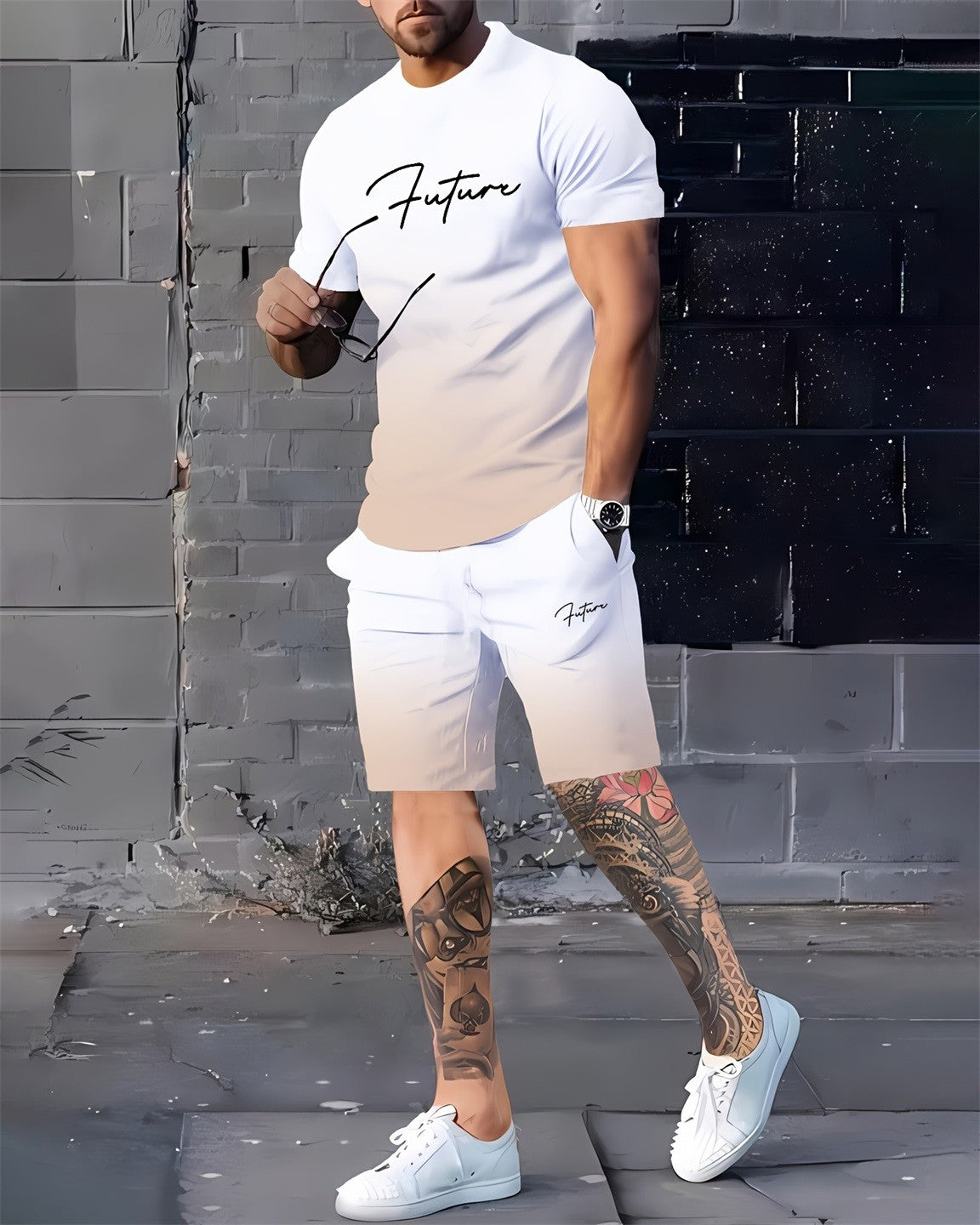 Men's Summer Vacation Round Neck Set 207
