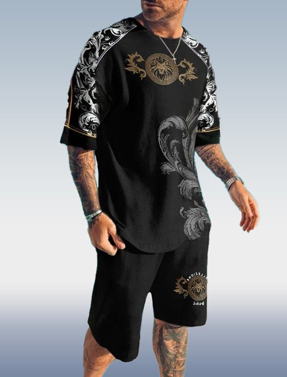Suitmens Men's Fashion Print Shorts Set 088