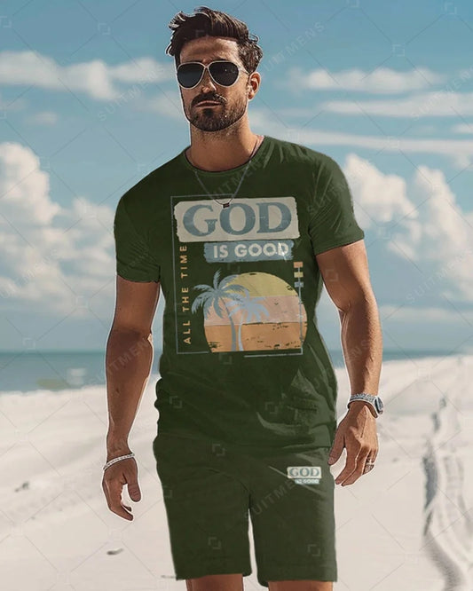 Men's Beach Vacation Casual Shorts Set 461