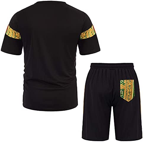 Men's Printed Colorblock T-Shirt and Shorts Set 031