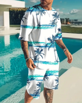 Suitmens Men's Casual Resort Printed Shorts Set 565