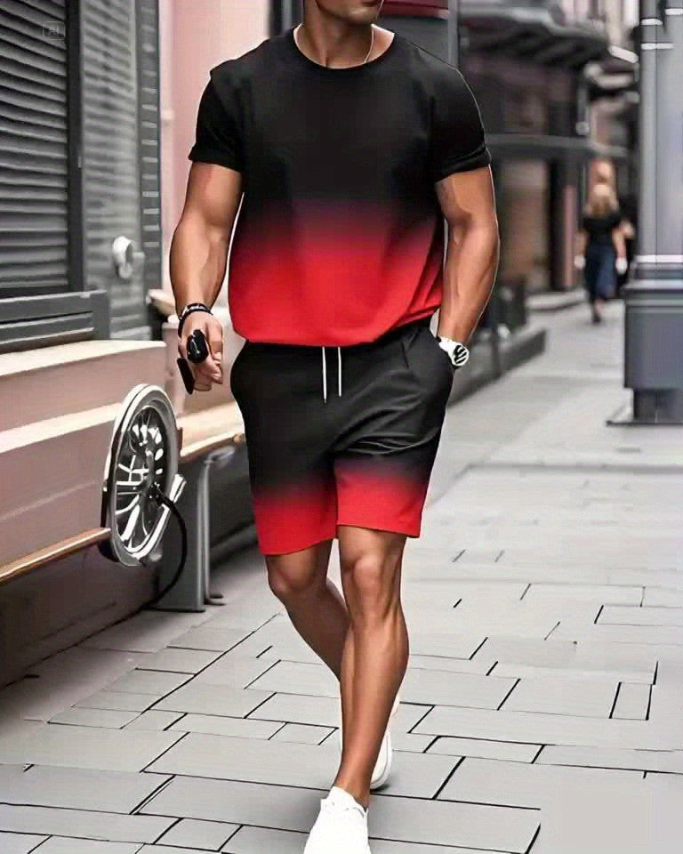 Men's Gradient Summer Round Neck Set 120