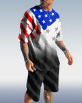 Suitmens Men's Flag Print Shorts Set 111