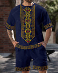 Men's Simple Retro Summer Round Neck Set 189