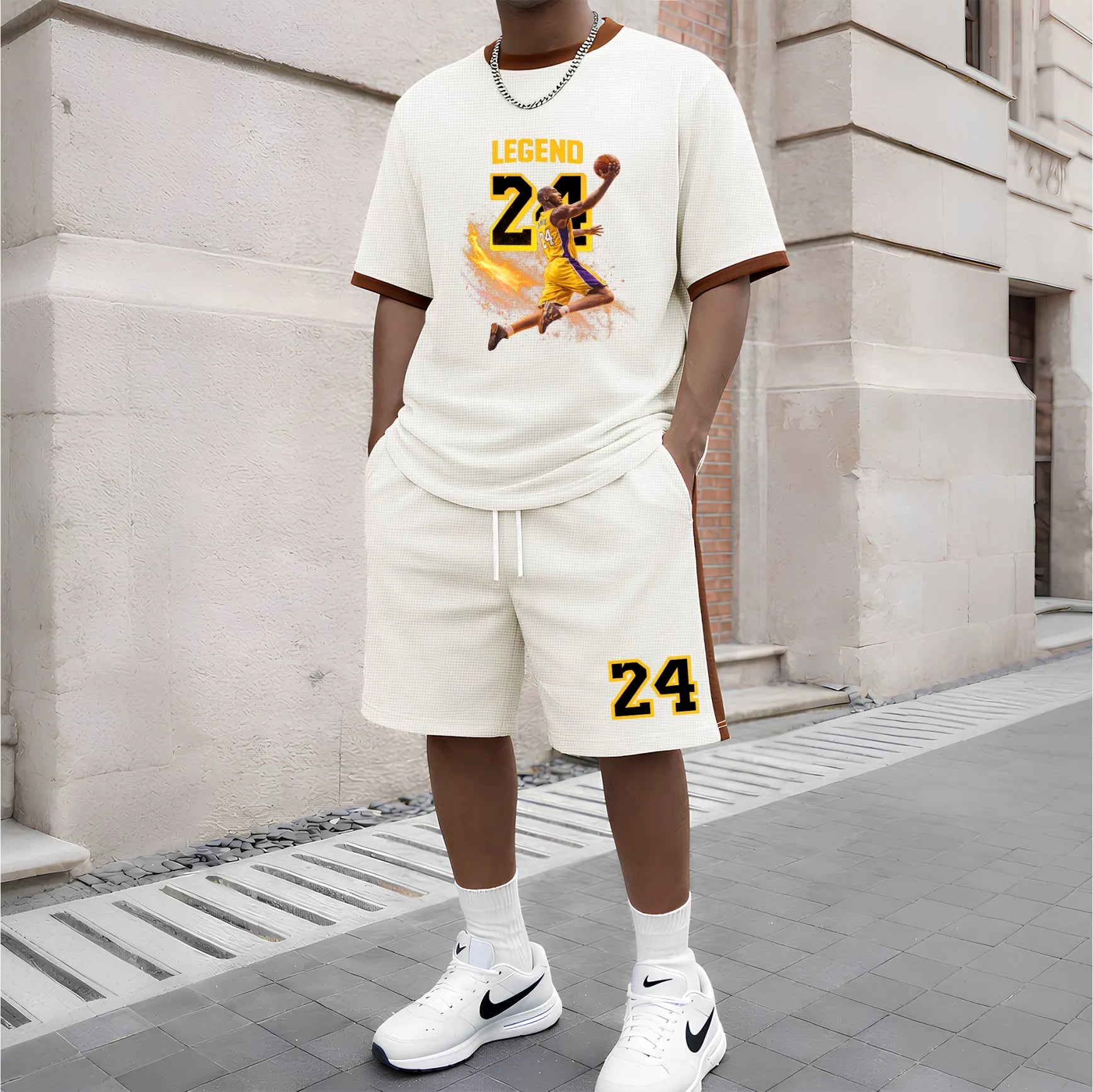 Men's Basketball Graphic Short-Sleeved T-Shirt And Drawstring Shorts Set, Men's Clothing, Casual Sports Short-Sleeved Top And Shorts, Men's Summer Everyday Wear, Indoor And Outdoor Sportswear, Sports Set.