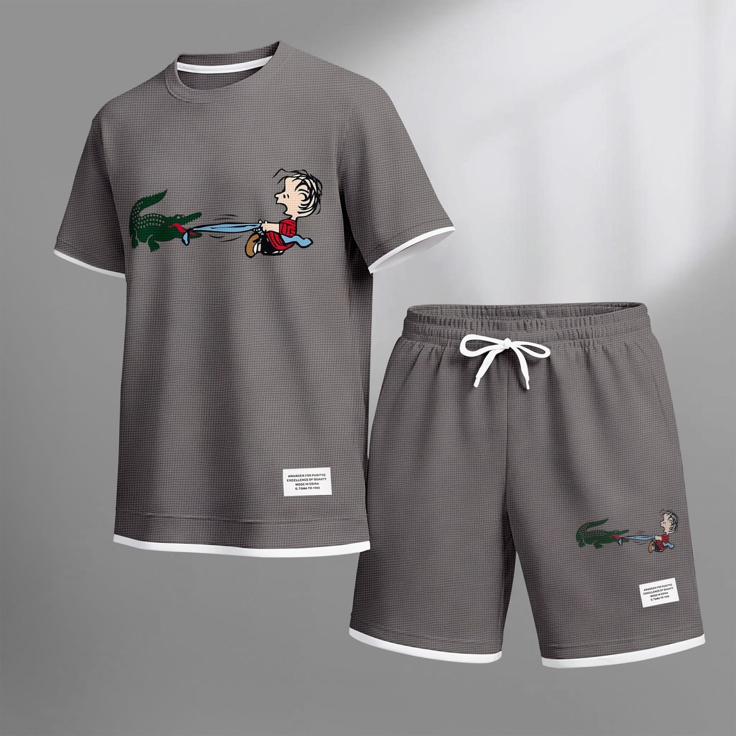 Men's Luxury Waffle-Knit Short-Sleeve Shirt & Shorts Set 14