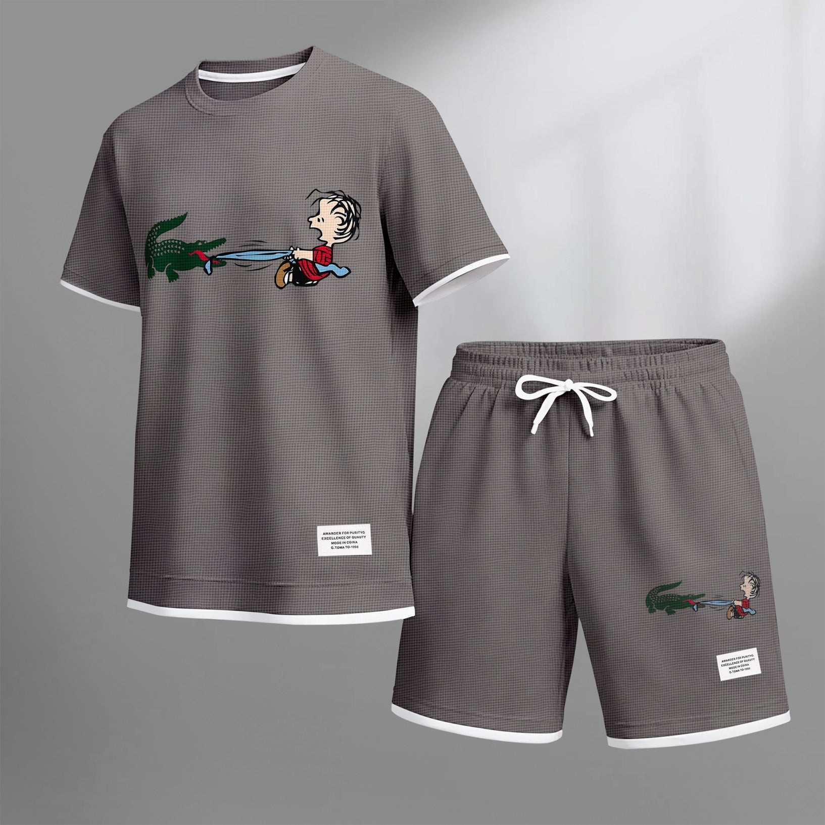 Men's Luxury Waffle-Knit Short-Sleeve Shirt & Shorts Set 14